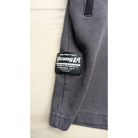 Young LA Sweat Shorts Mens Medium Gray Workout Active Gym Casual Athleisure - Picture 2 of 8